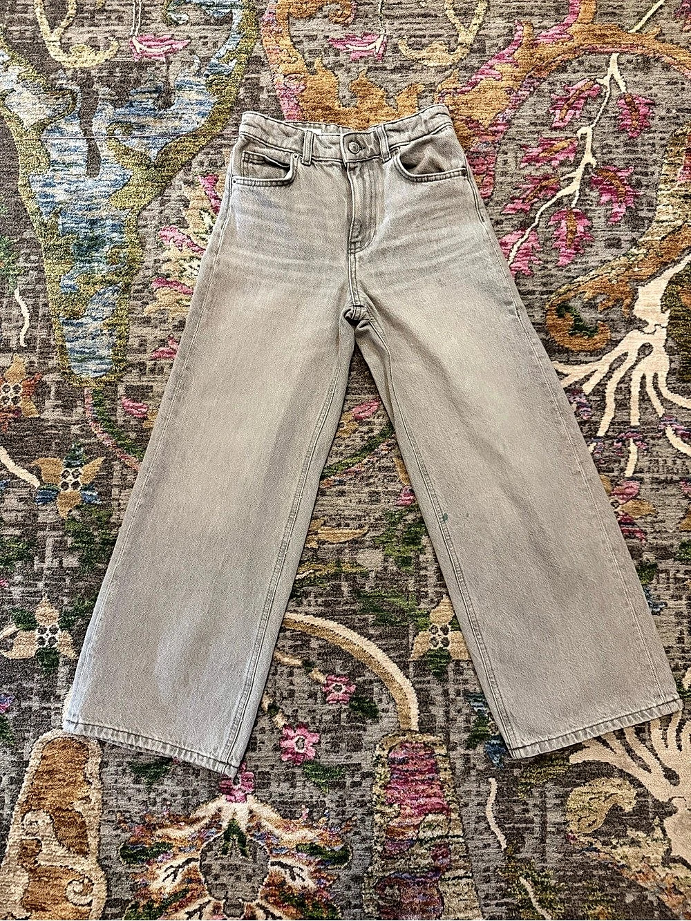 Zara Kids Wide-Leg Denim Pants Wide Leg Jeans in Gray Size 10 (14)